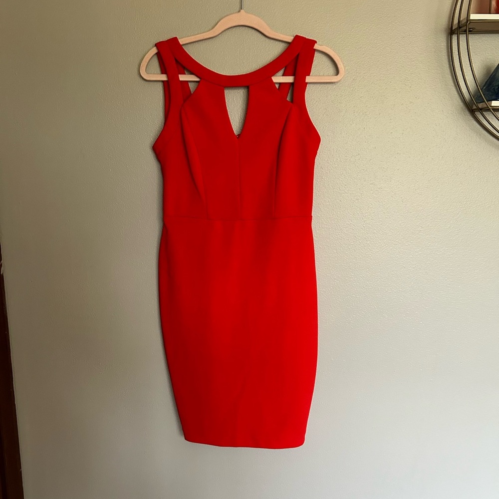 Bright red orange dress